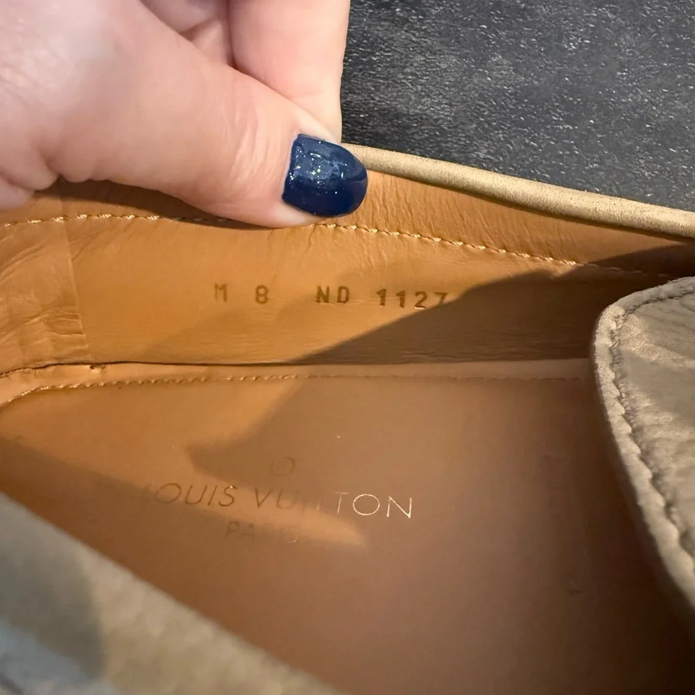 Louis Vuitton Tan Loafers with Red and Blue Detail size 8M